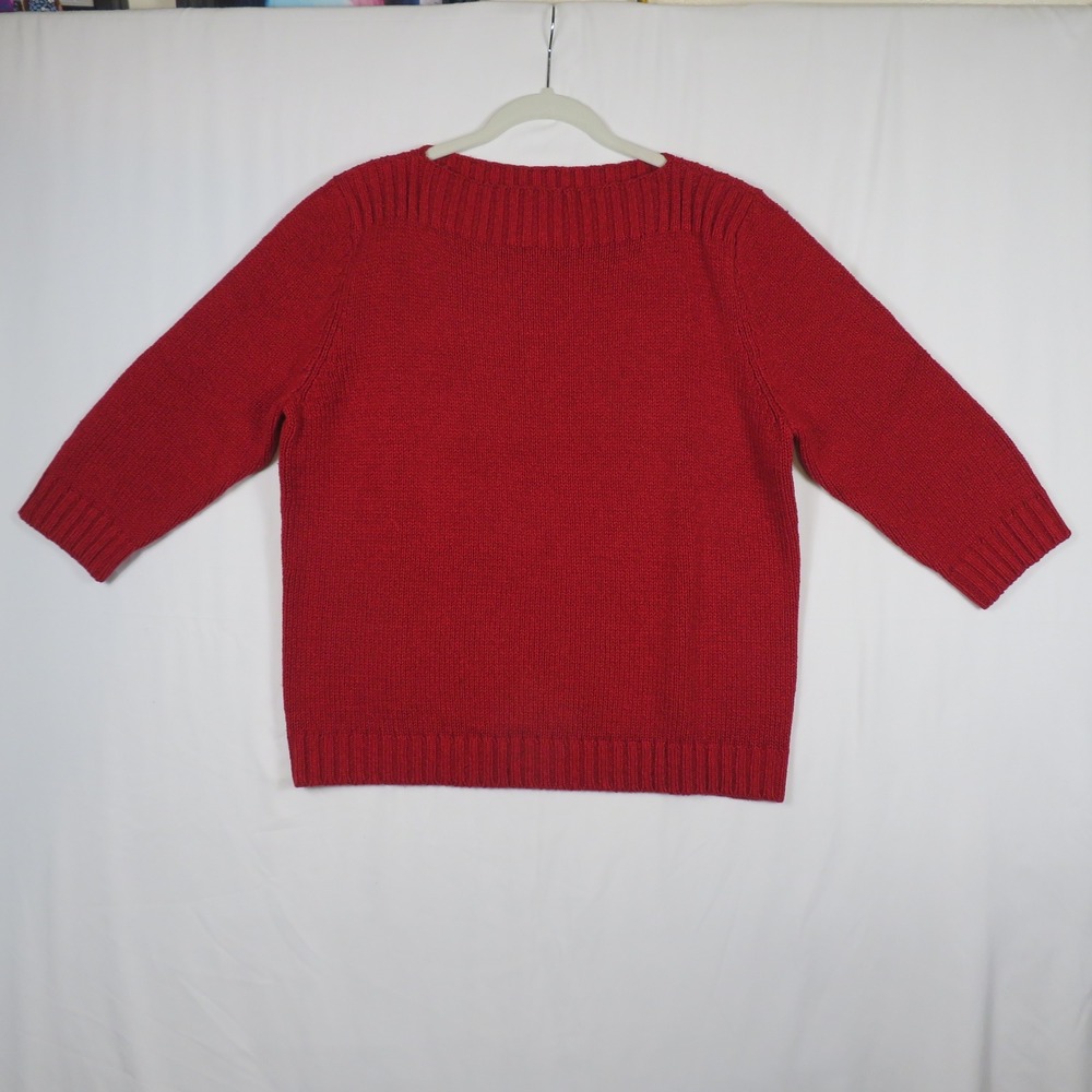 Vintage Lauren Ralph Lauren Red Knit Sweater Women's XL‎ 3/4 Sleeve